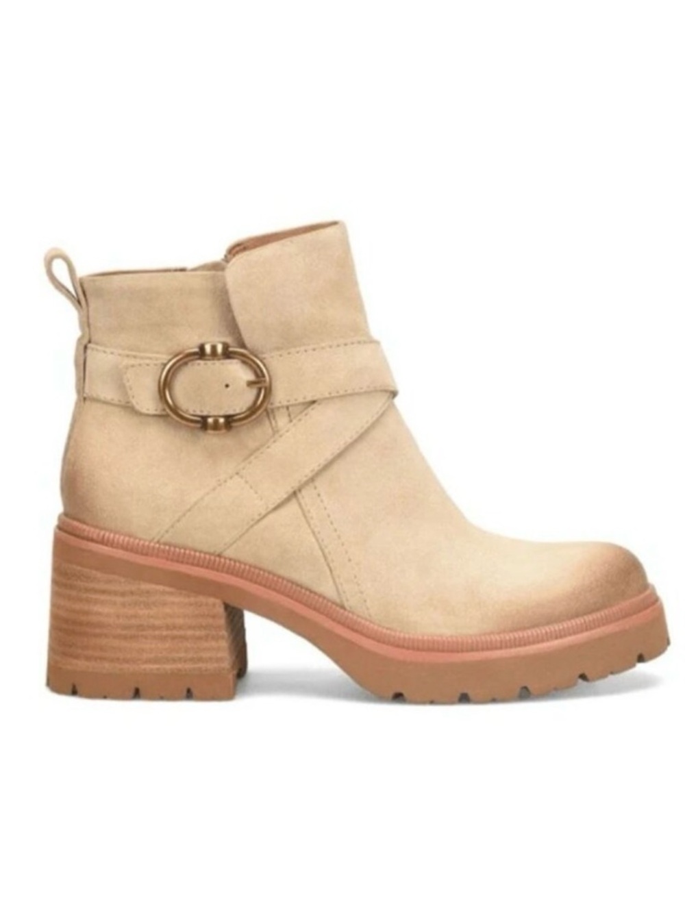 Sofft Jenine Suede Block Heel Boots Cream/Tan Size 7, GUC